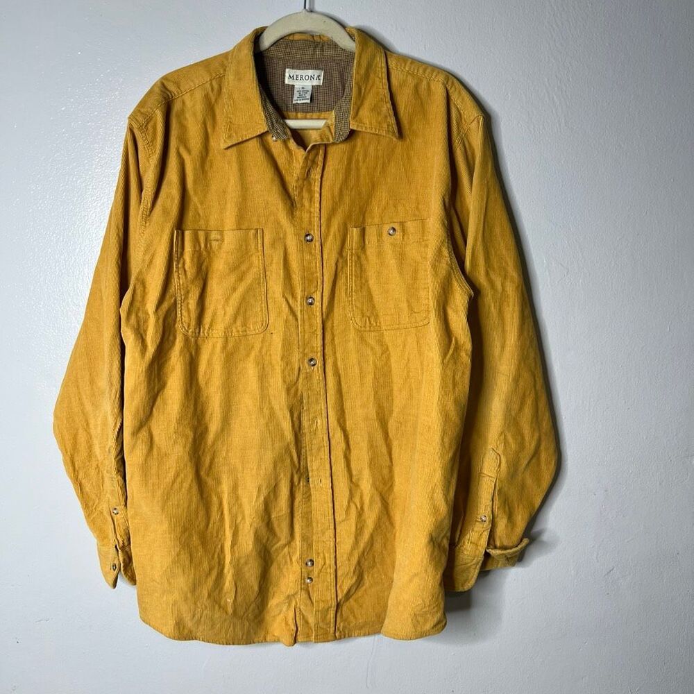 Merona vintage mustard yellow corduroy long-sleeve button-up shirt